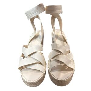 Franco Sarto Carmina espadrille wedge sandals in white leather